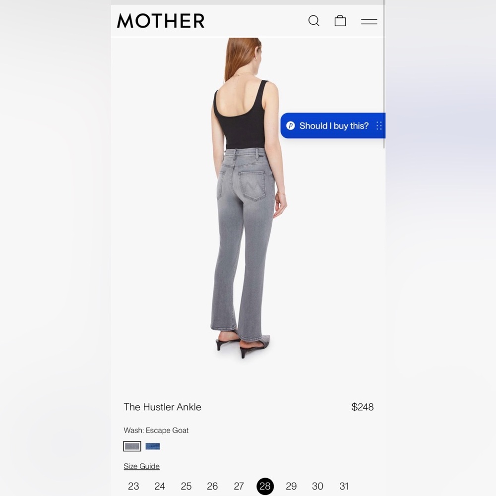 MOTHER Flare Jeans style Hustler Ankle Wash Barely There size 28